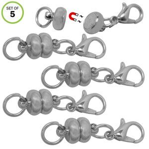 Magnetic Clasps Necklace -NEW- Set of 5 Rhodium Plated - Ball - Jewelry Making